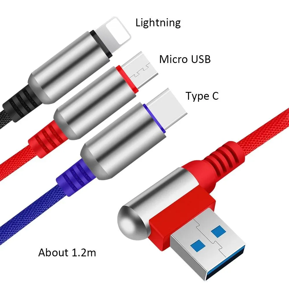 3-In-1 Charging Cable USB to Micro USB   Type C   Lightning Charging Cable Fast Charging