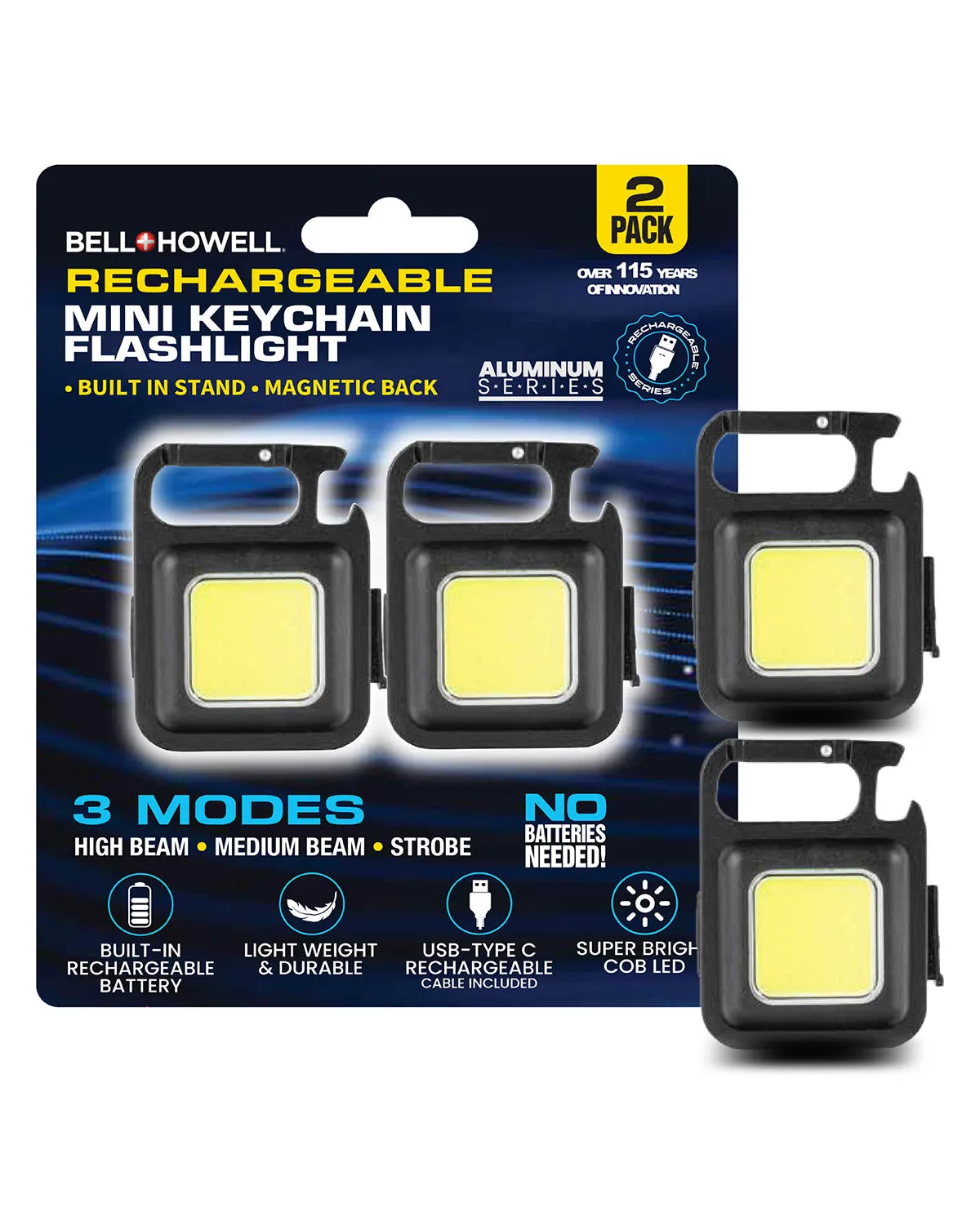 Bell Howell Rechargeable Mini Key Chain - Two Pack