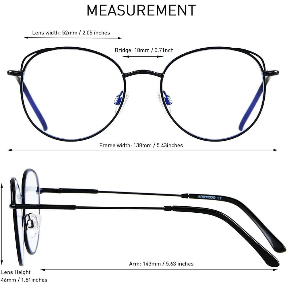 Blue Light Blocking Glasses for Computer Gaming Metal Frame - Jewel