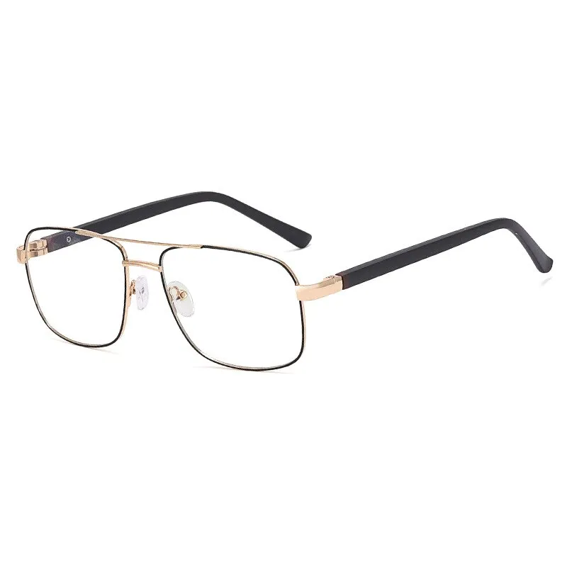 CCspace Men's Full Rim Square Double Bridge Alloy Eyeglasses 56626