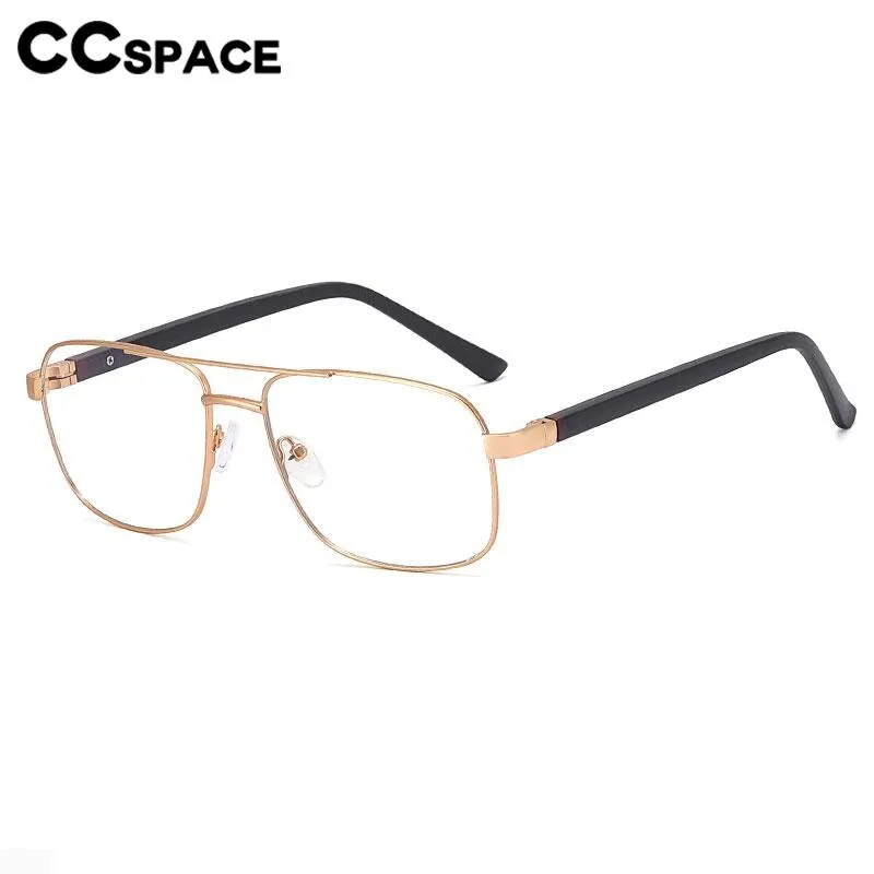 CCspace Men's Full Rim Square Double Bridge Alloy Eyeglasses 56626