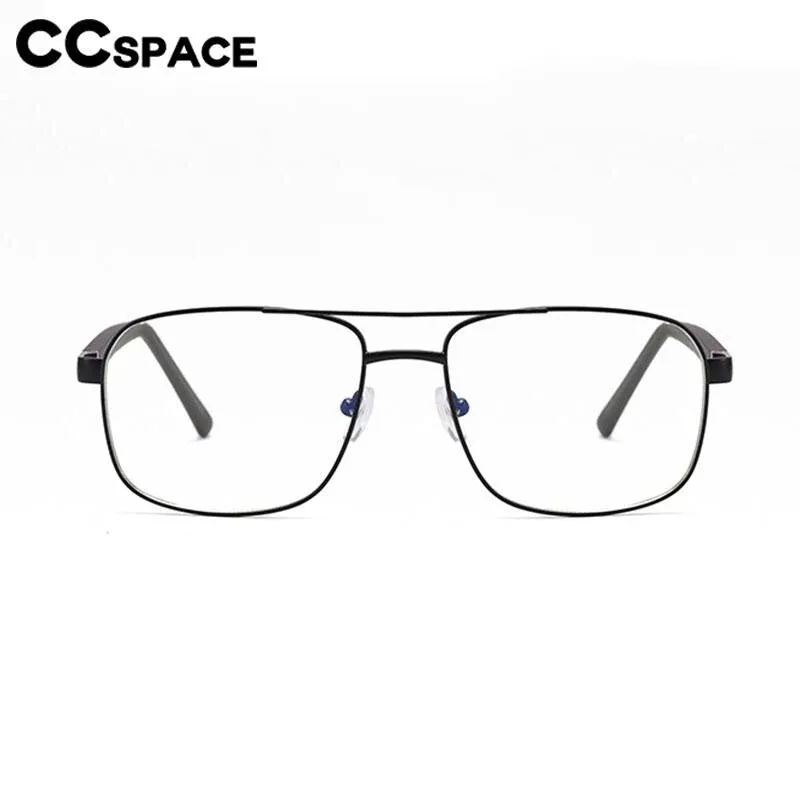 CCspace Men's Full Rim Square Double Bridge Alloy Eyeglasses 56626