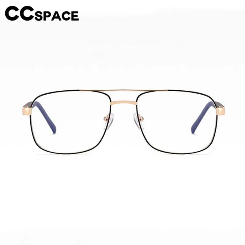 CCspace Men's Full Rim Square Double Bridge Alloy Eyeglasses 56626