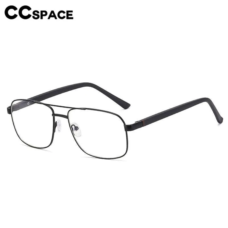 CCspace Men's Full Rim Square Double Bridge Alloy Eyeglasses 56626