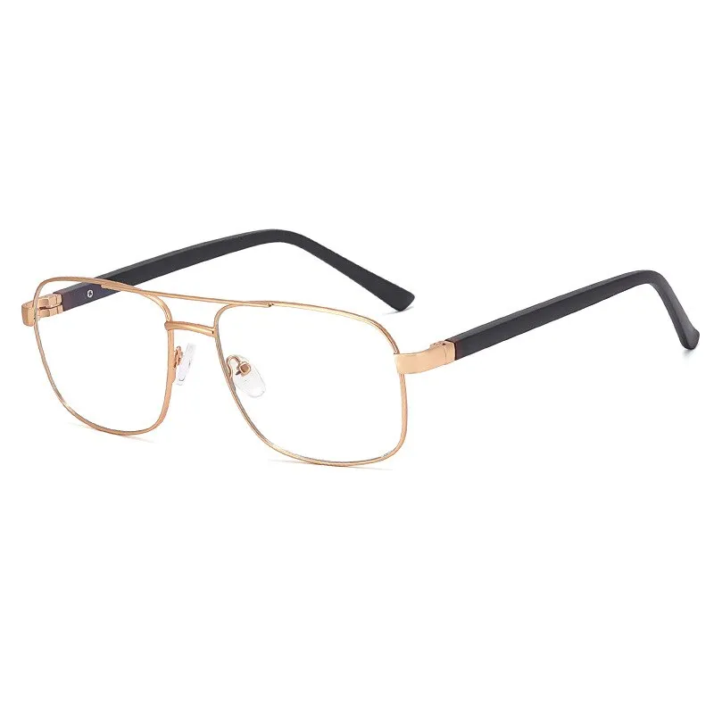 CCspace Men's Full Rim Square Double Bridge Alloy Eyeglasses 56626