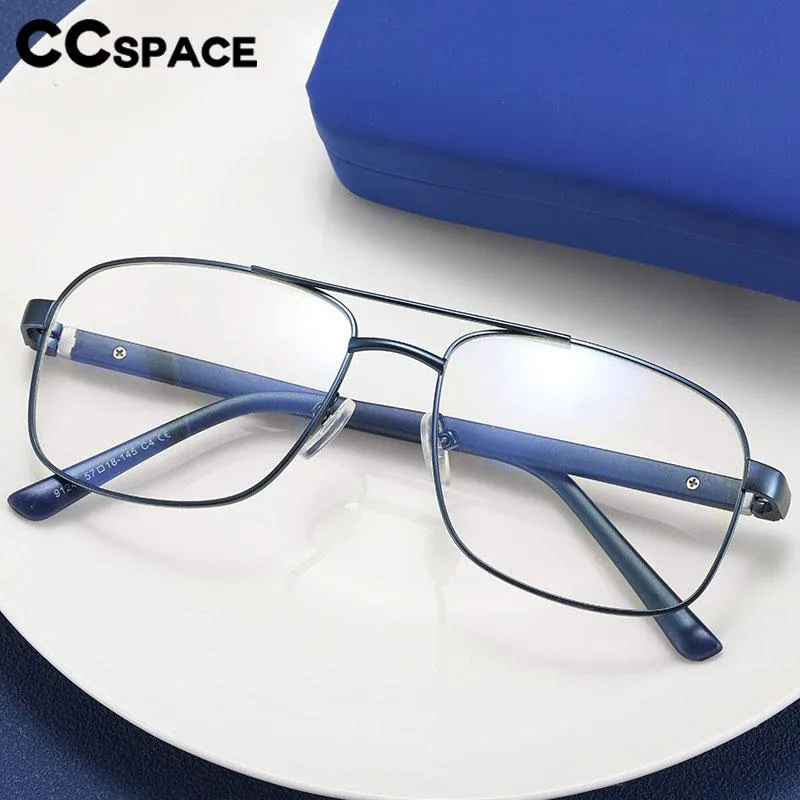 CCspace Men's Full Rim Square Double Bridge Alloy Eyeglasses 56626