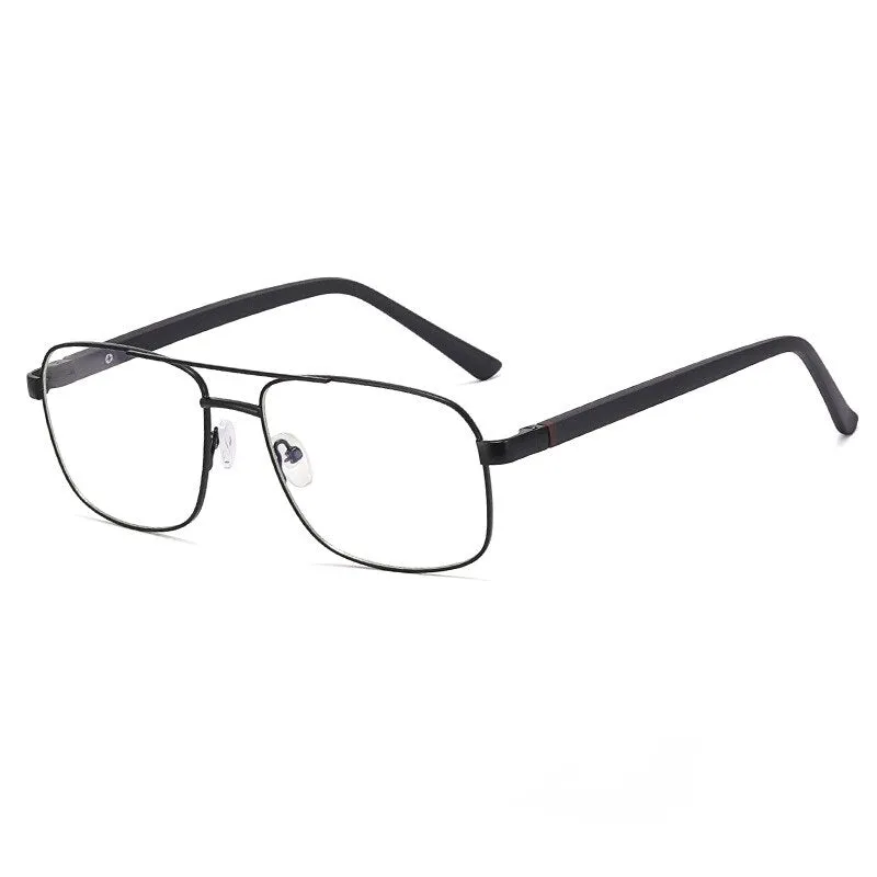 CCspace Men's Full Rim Square Double Bridge Alloy Eyeglasses 56626