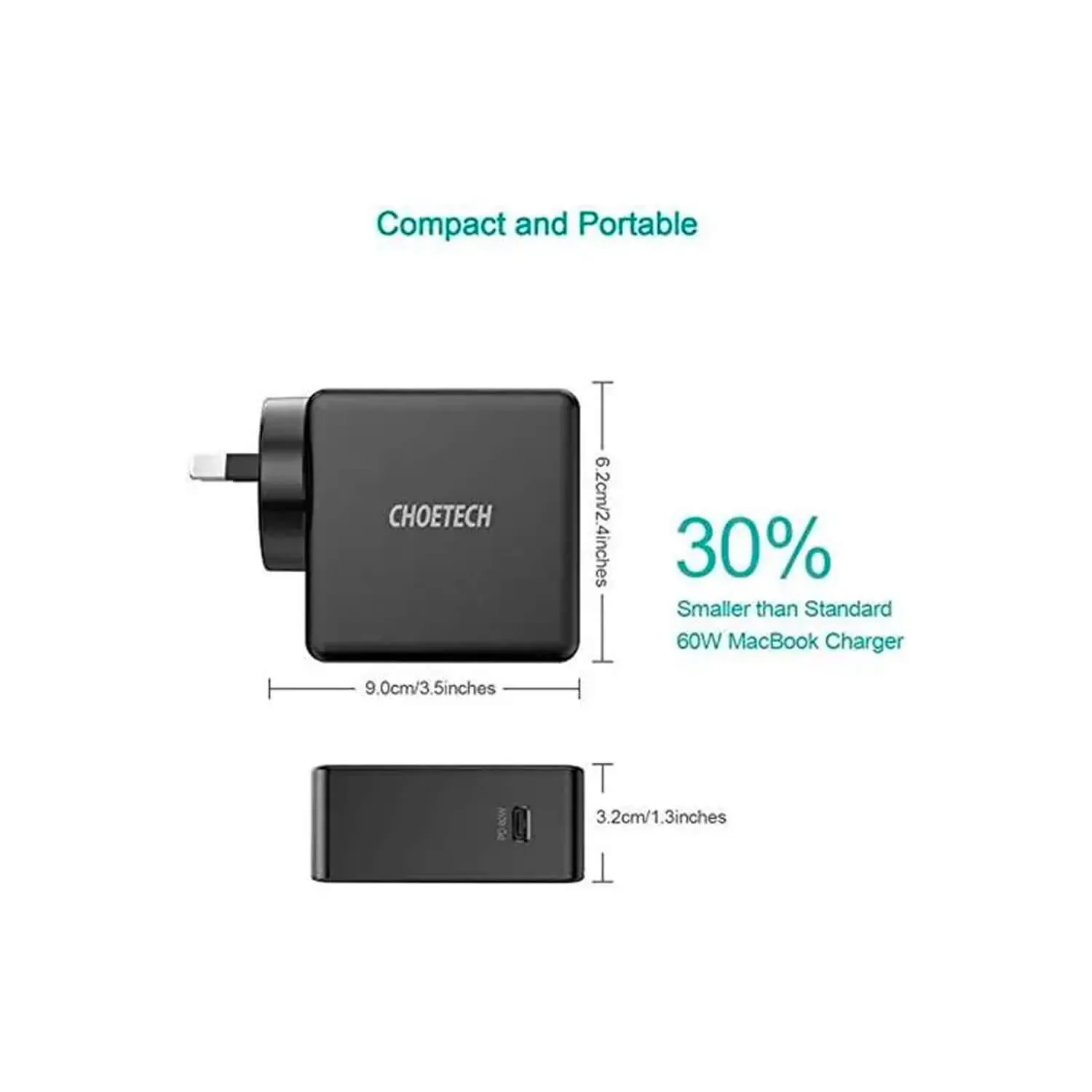 CHOETECH 60W USB-C PD Wall Charger Type C Fast Charge Power Adapter