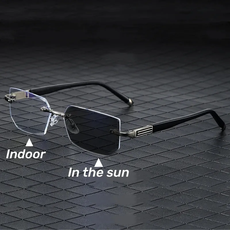 Frameless Outdoor Anti-Blue Light Smart Photochromic Reading Glasses