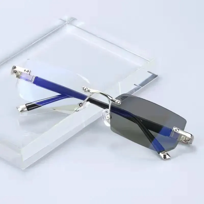 Frameless Outdoor Anti-Blue Light Smart Photochromic Reading Glasses