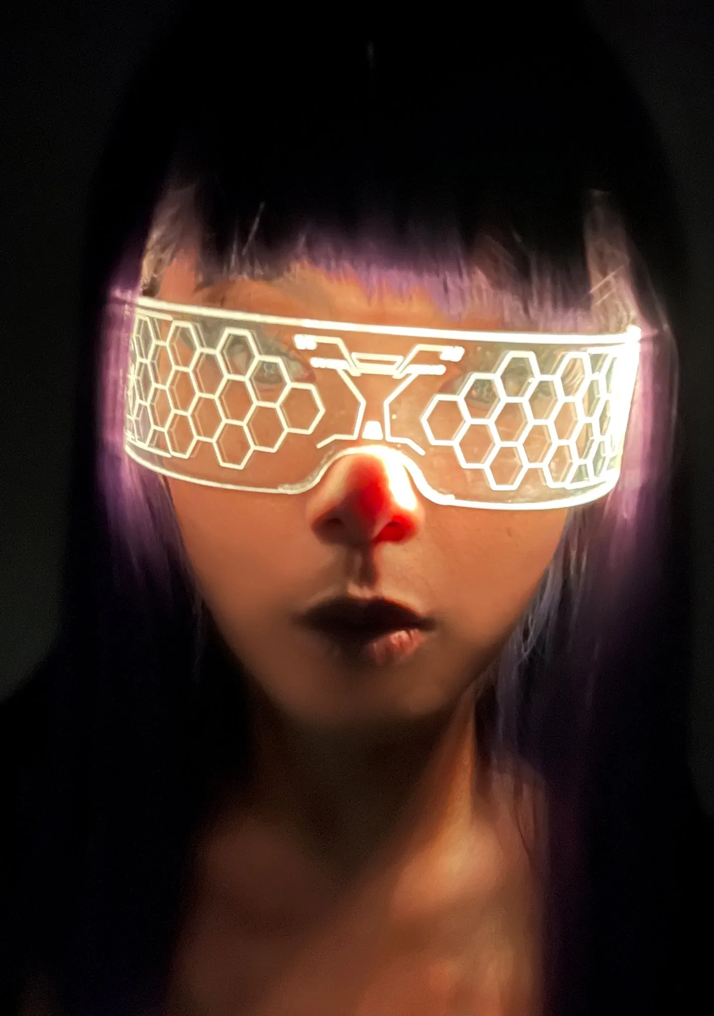 Hex Type LED Light Up Rave Glasses