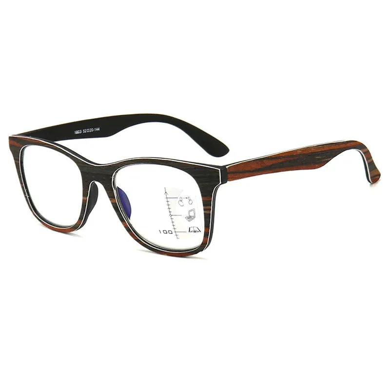 Imitation Wood Smart Progressive Multifocal Reading Glasses