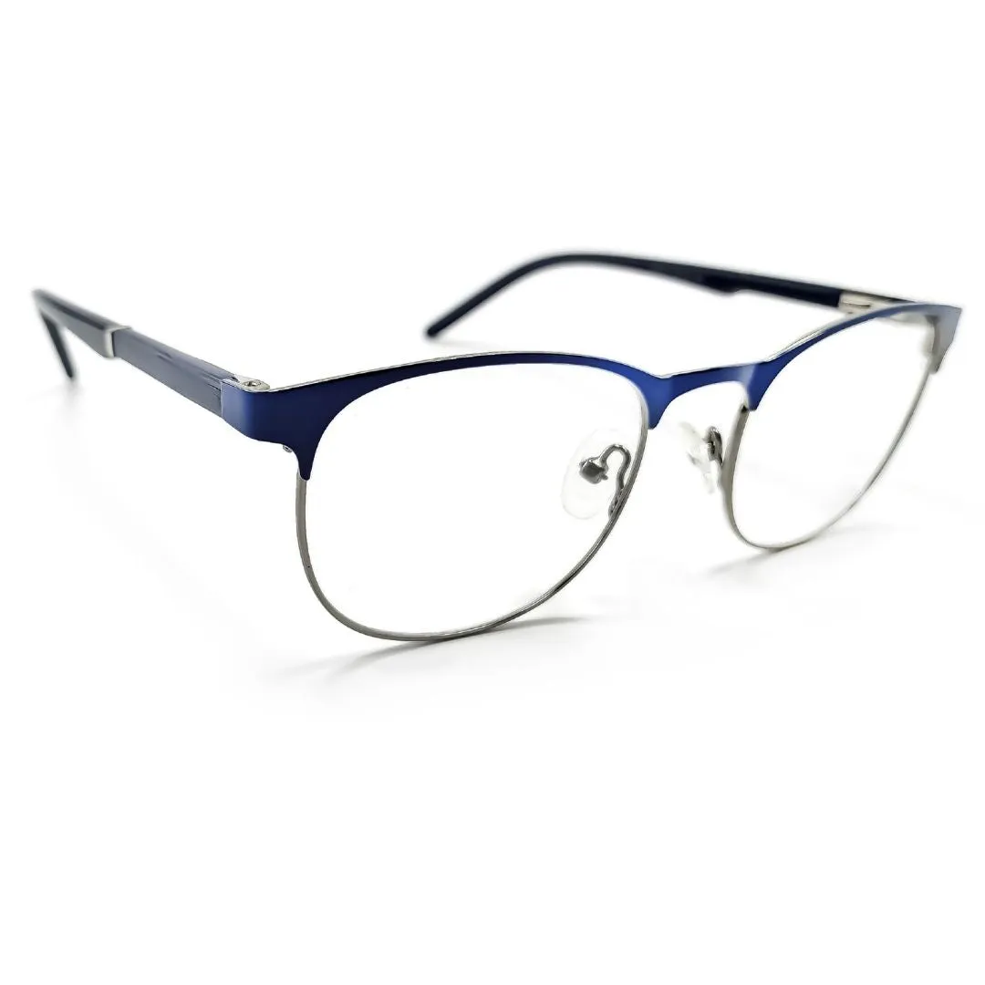 Jubleelens Full Rim Blue Round Medium Metal Frame (49mm)