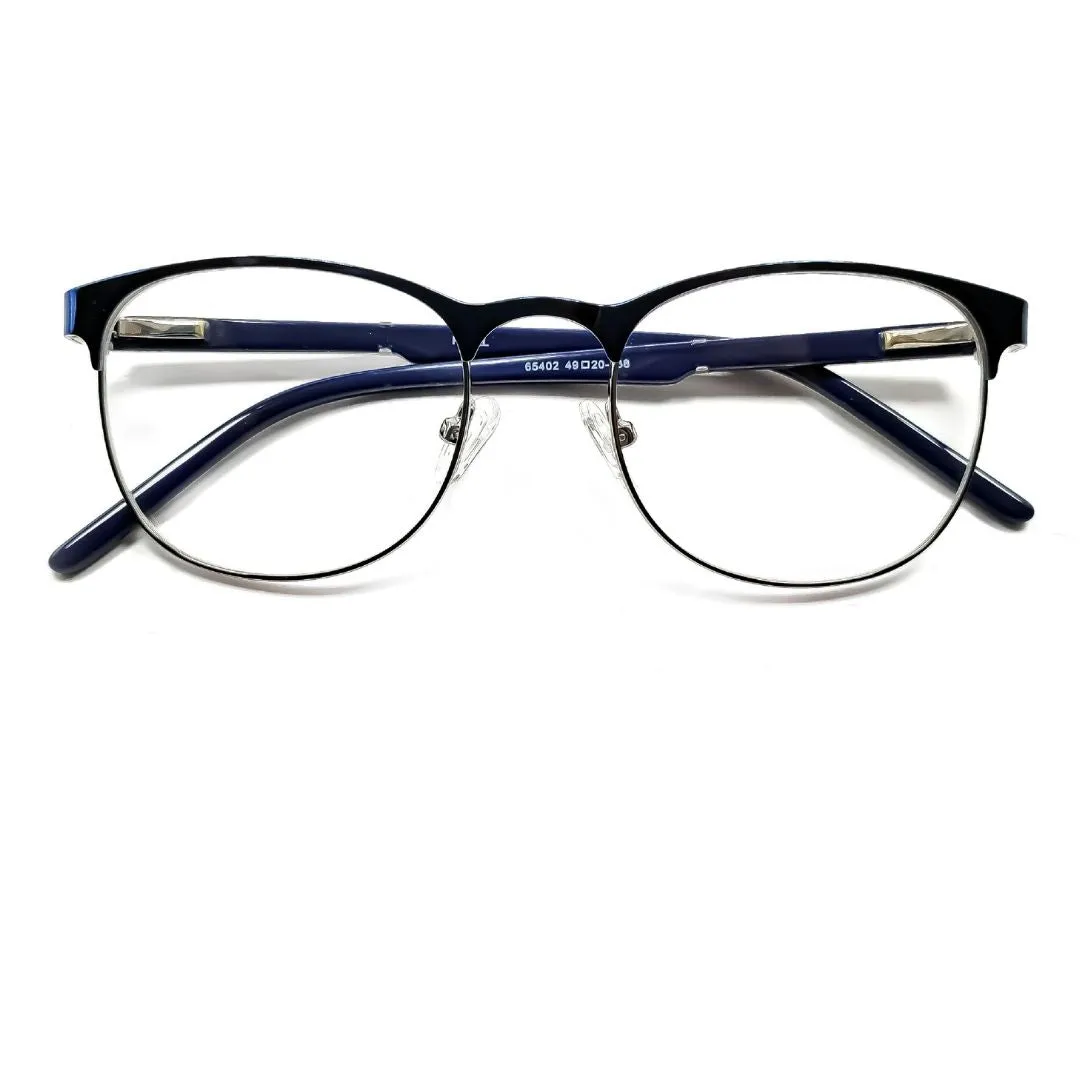 Jubleelens Full Rim Blue Round Medium Metal Frame (49mm)