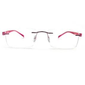 Jubleelens® Rimless Rectangular Pink Frame