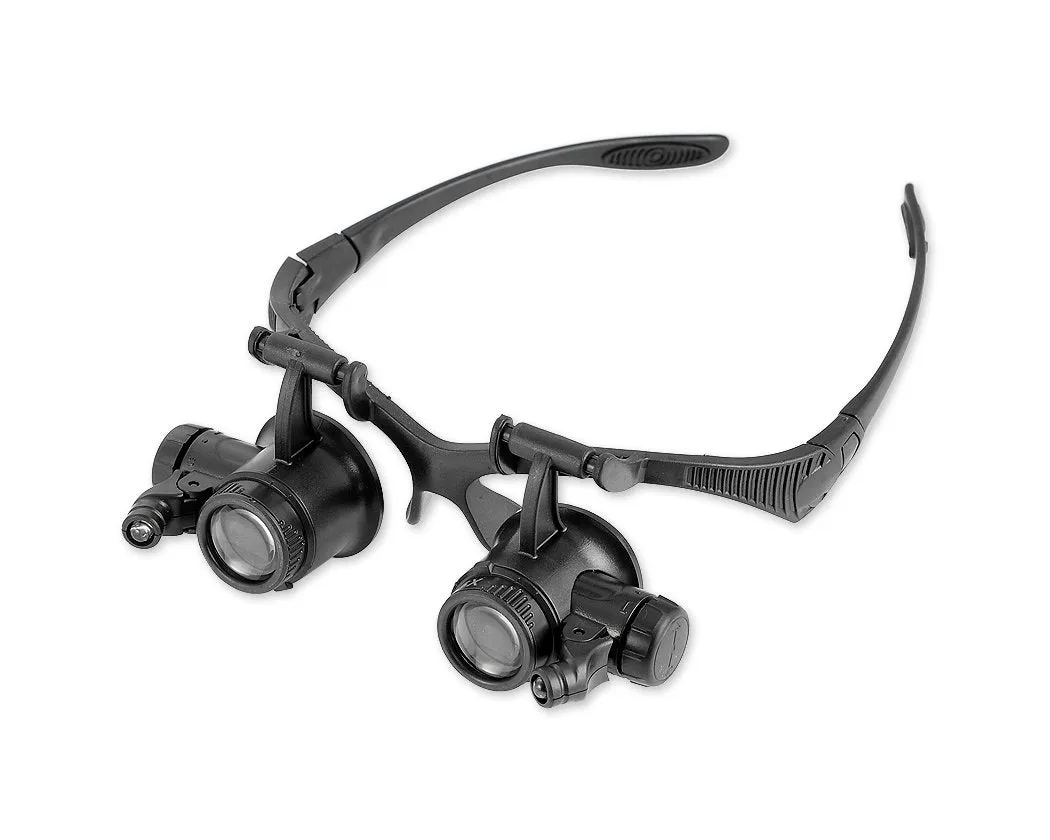 LED Embedded Jewelry Magnifier Glasses Loupe with 10x/20x Lens