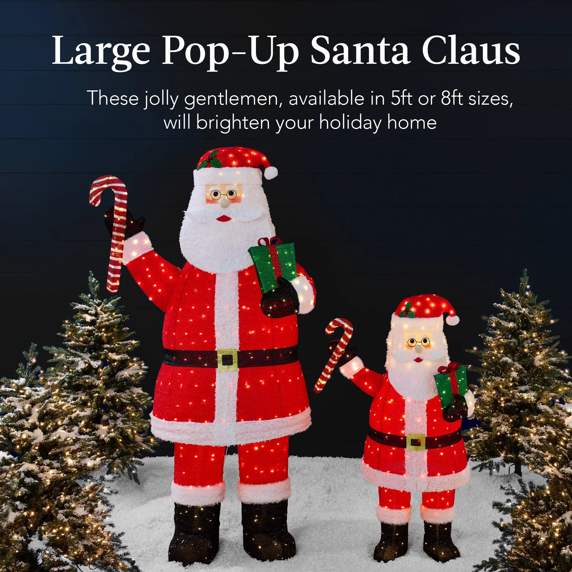 Lighted Pop-Up Santa Claus Outdoor Christmas Decoration w/ LED Lights