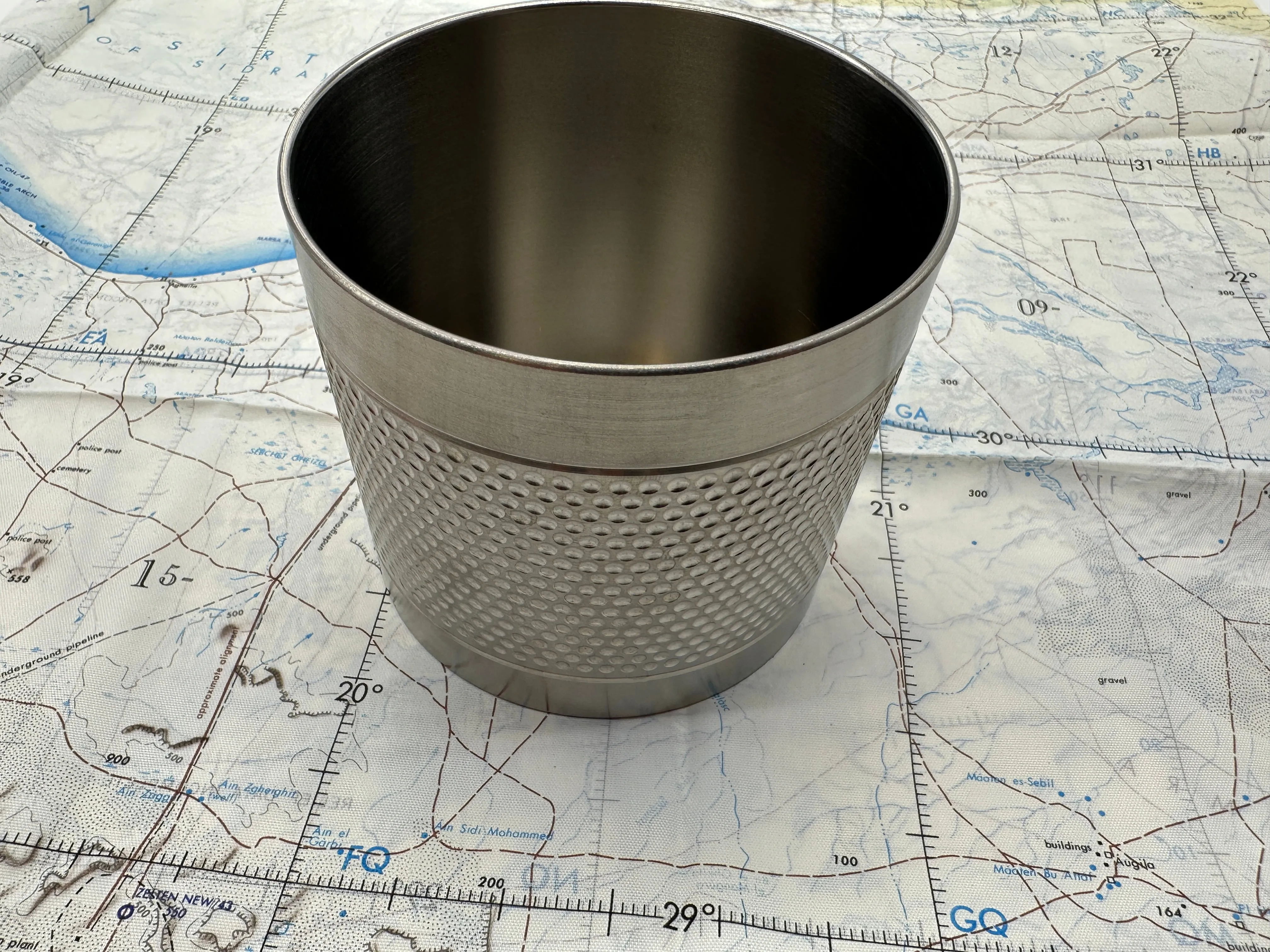 Lowball Tumbler - Machined Titanium 14 Oz Cup