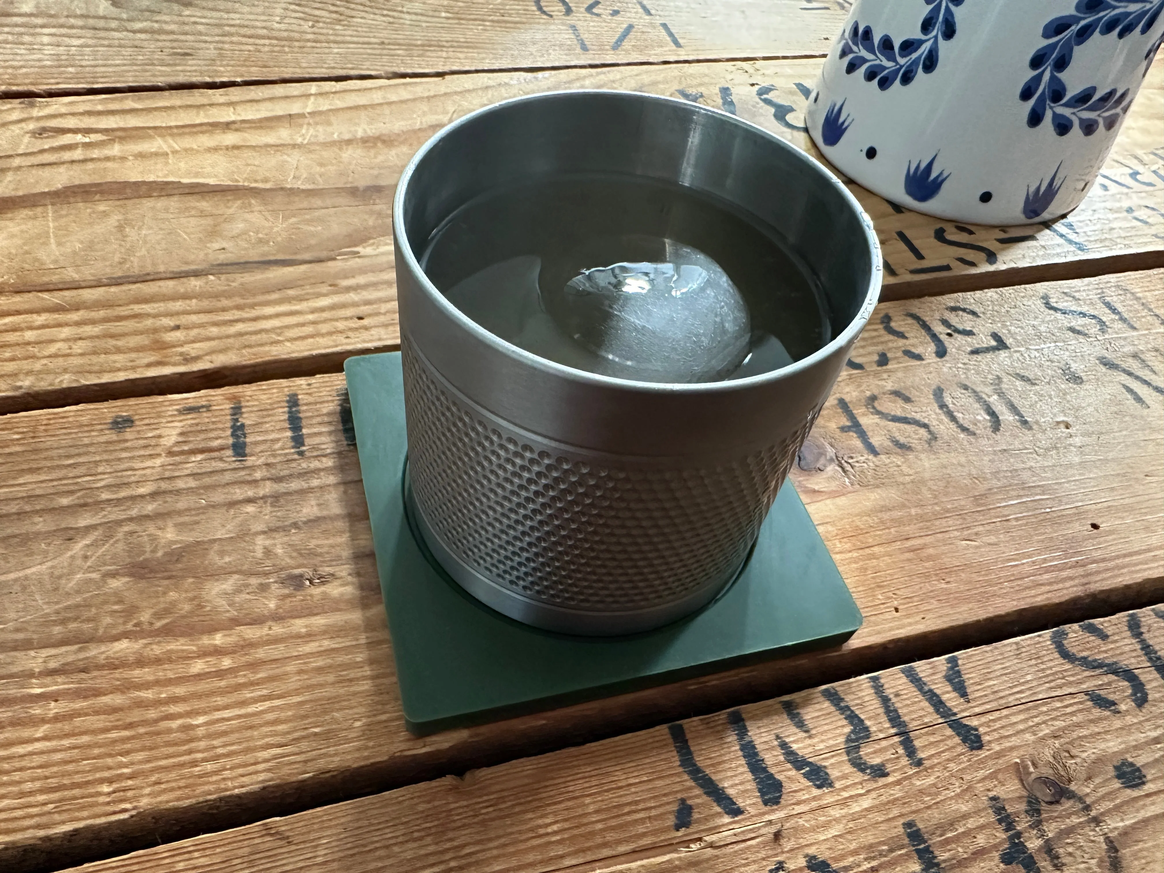 Lowball Tumbler - Machined Titanium 14 Oz Cup