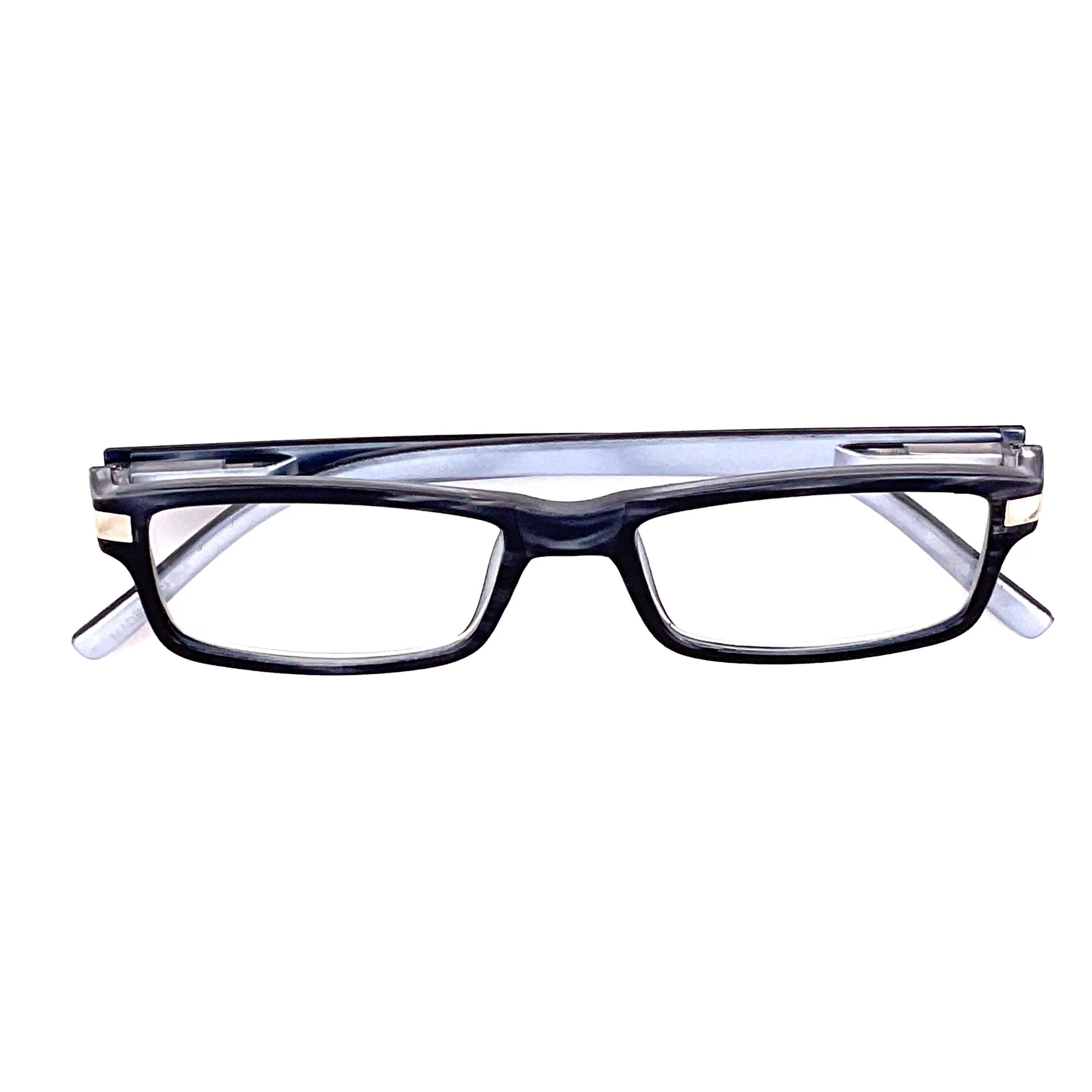 Plastic Metal Pattern Rectangular Framed Readers With Clear Case