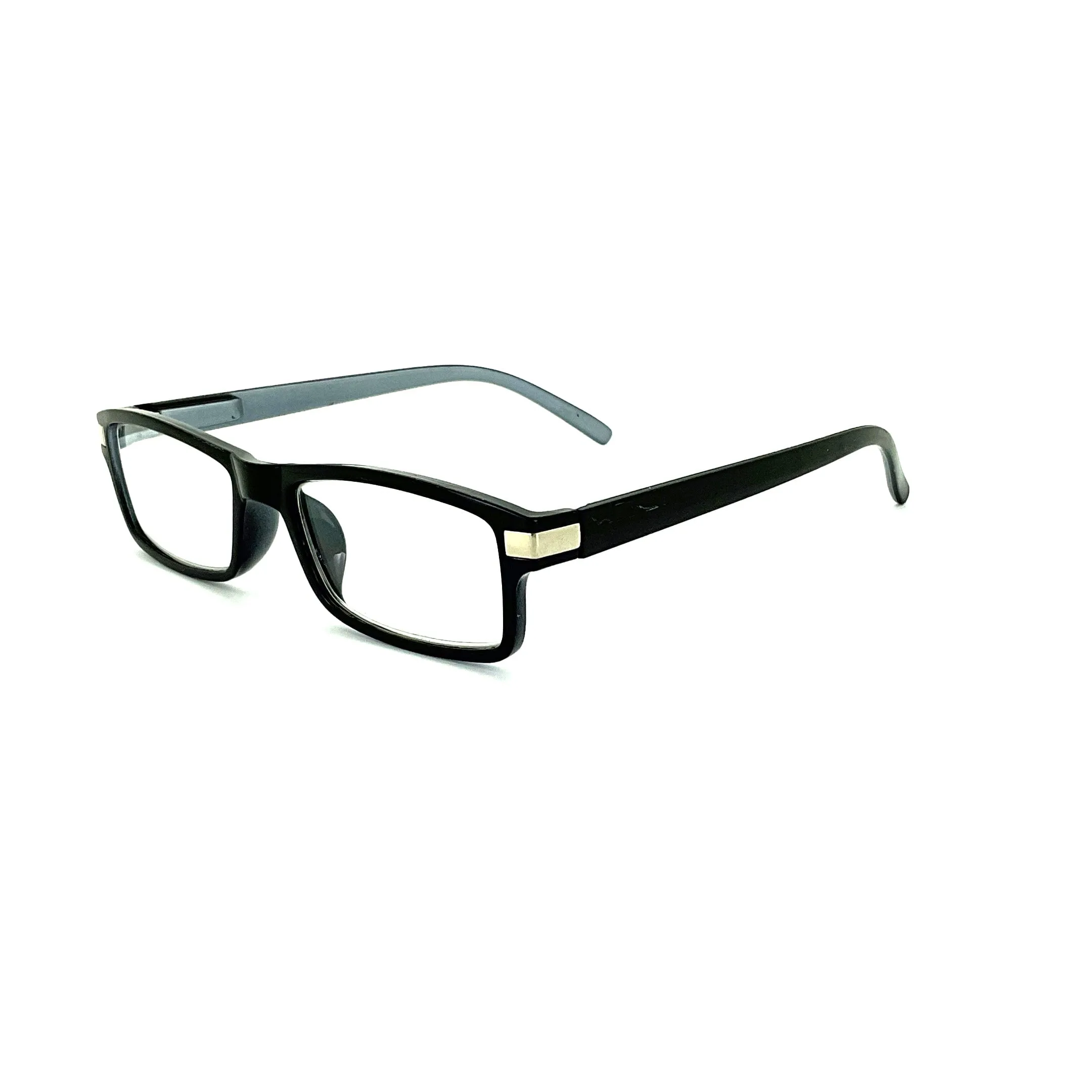 Plastic Metal Pattern Rectangular Framed Readers With Clear Case