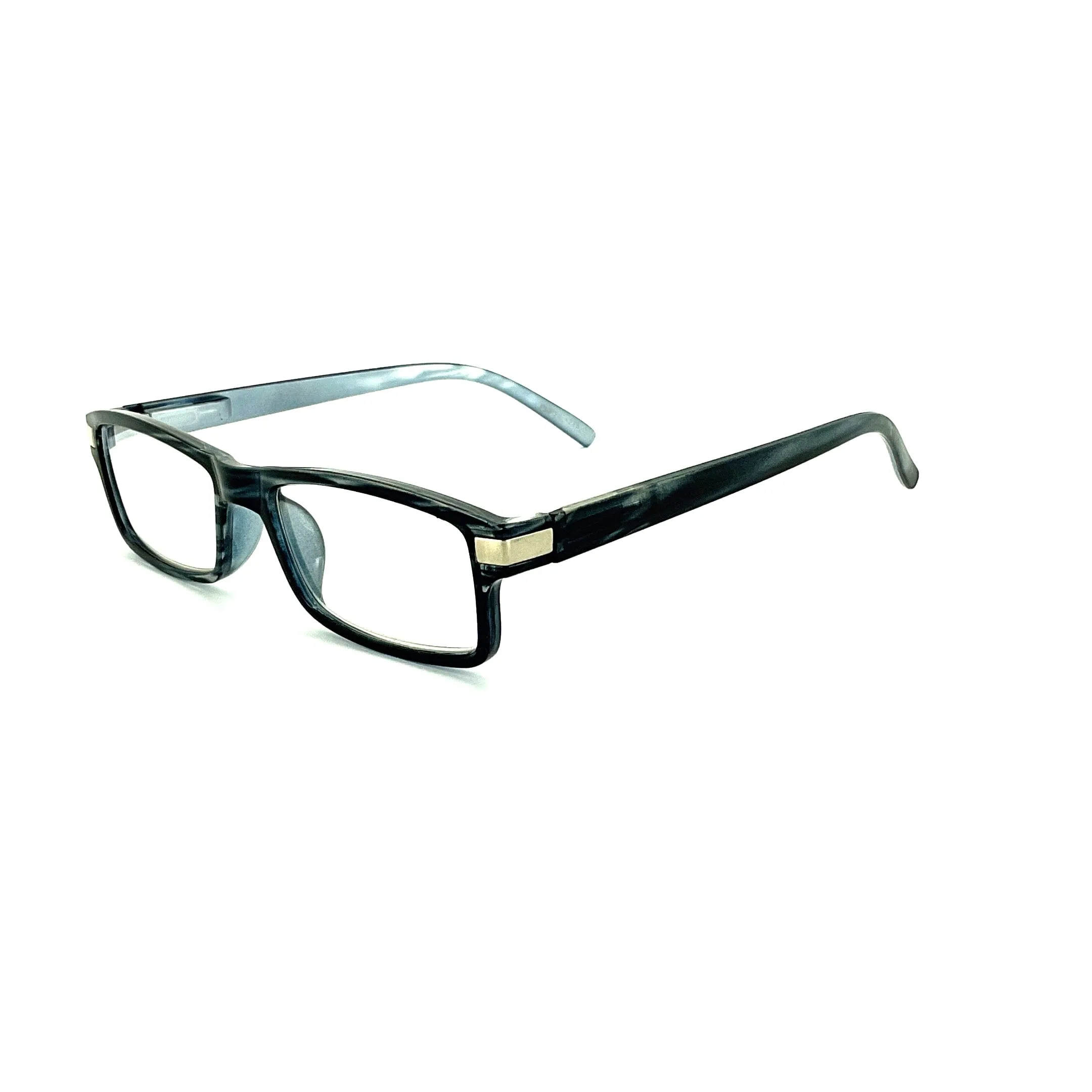 Plastic Metal Pattern Rectangular Framed Readers With Clear Case