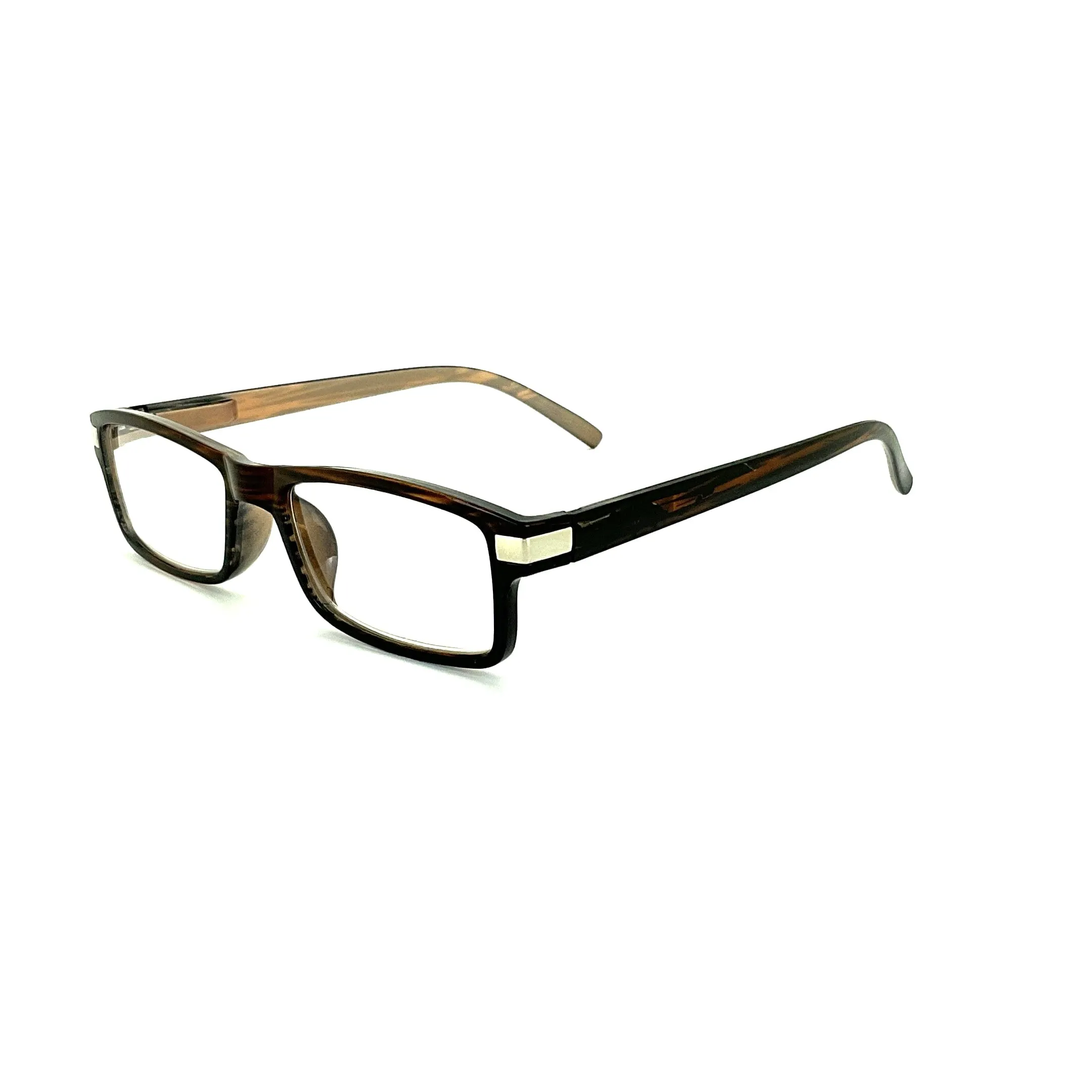 Plastic Metal Pattern Rectangular Framed Readers With Clear Case