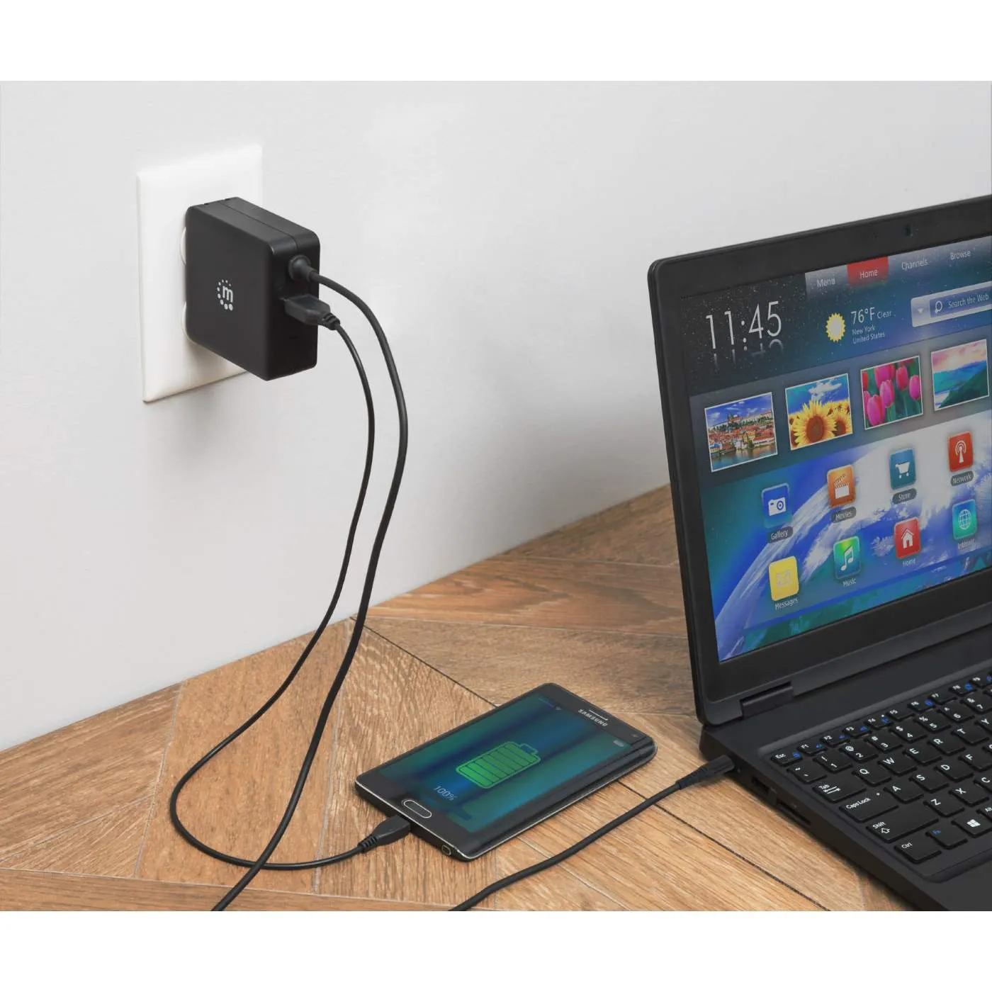 Power Delivery Wall Charger with Built-in USB-C Cable - 60 W