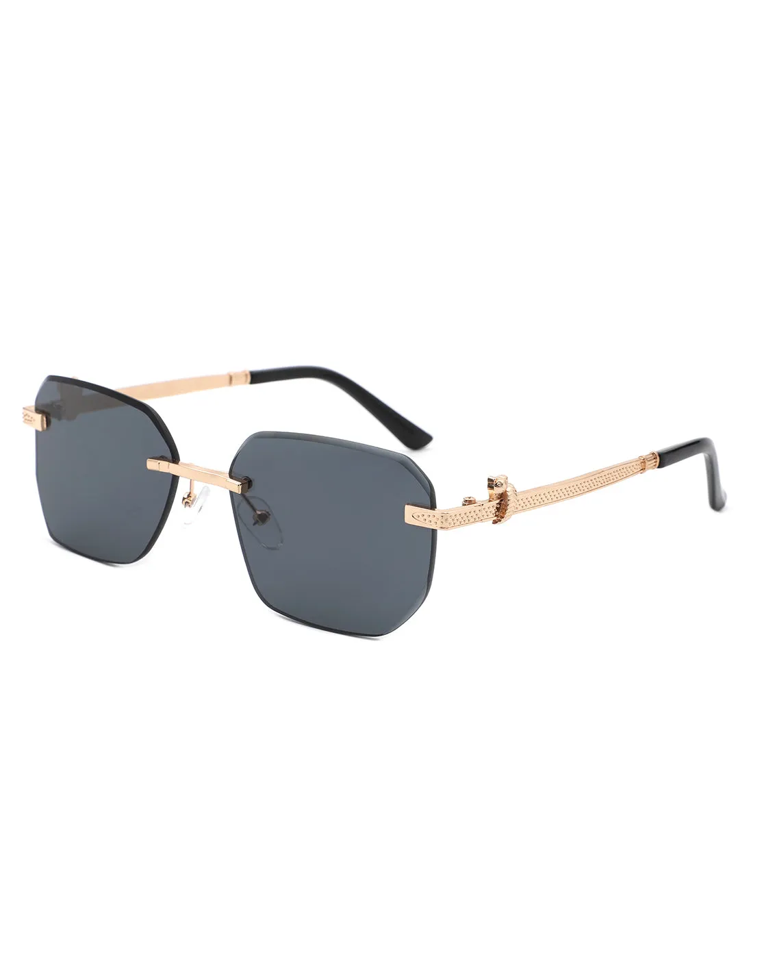 Solar - Curved Tinted Rimless Rectangle Sunglasses