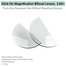 Stick-On Readers for Bifocal Lenses, 3.00 