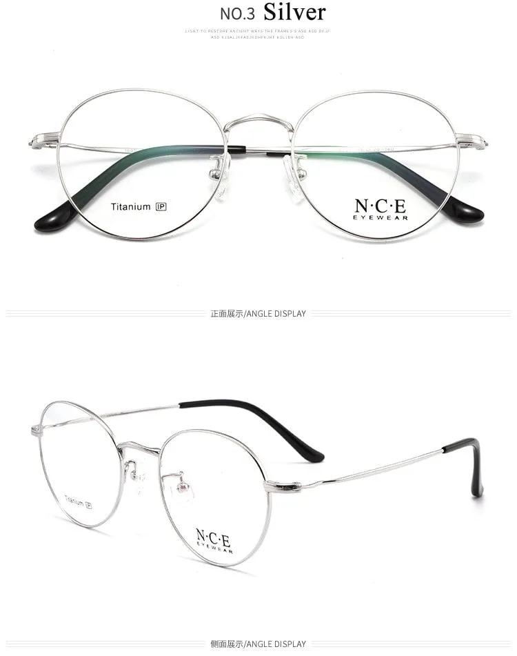 Unisex Full Rim Round Titanium Frame Eyeglasses Sc8297