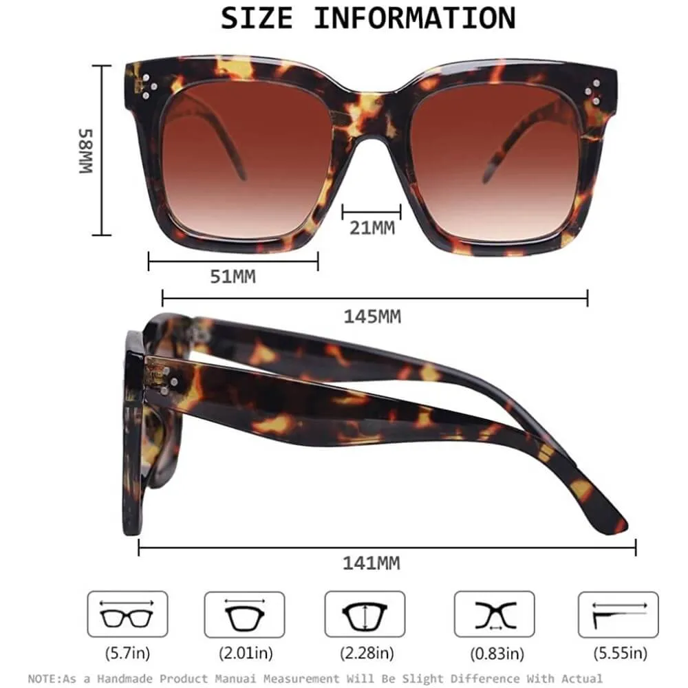 Women's Oversized Sunglasses Luxury Square Classic Retro Style - Alex